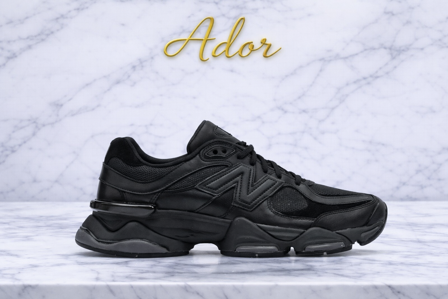 New Balance 9060 Triple Black Leather